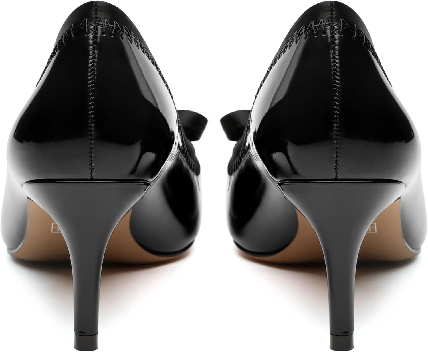 Womens Bow Mid Stiletto Pumps Sexy Patent Pointed Toe Evening Wedding Stiletto Mid Heel Pumps Dress Shoes 2.5 Inch