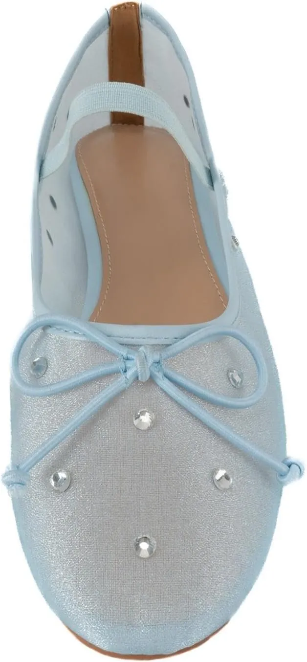Women's Crystal Mesh Ballet Flats Shoes Round Toe Slip On Ballerina Flats for Women Rhinestone Flats Shoes Dressy Comfortable Casual Styles Mary Jane